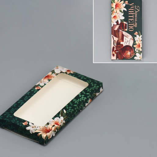 Коробка для шоколада «Дорогому учителю», с окном, 17,3 × 8,8 × 1,5 см Изображение Коробка для шоколада «Дорогому учителю», с окном, 17,3 × 8,8 × 1,5 см